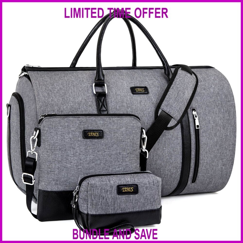 Convertible 2-in-1 Garment Duffle Bag with Shoe Compartment Weekender Set